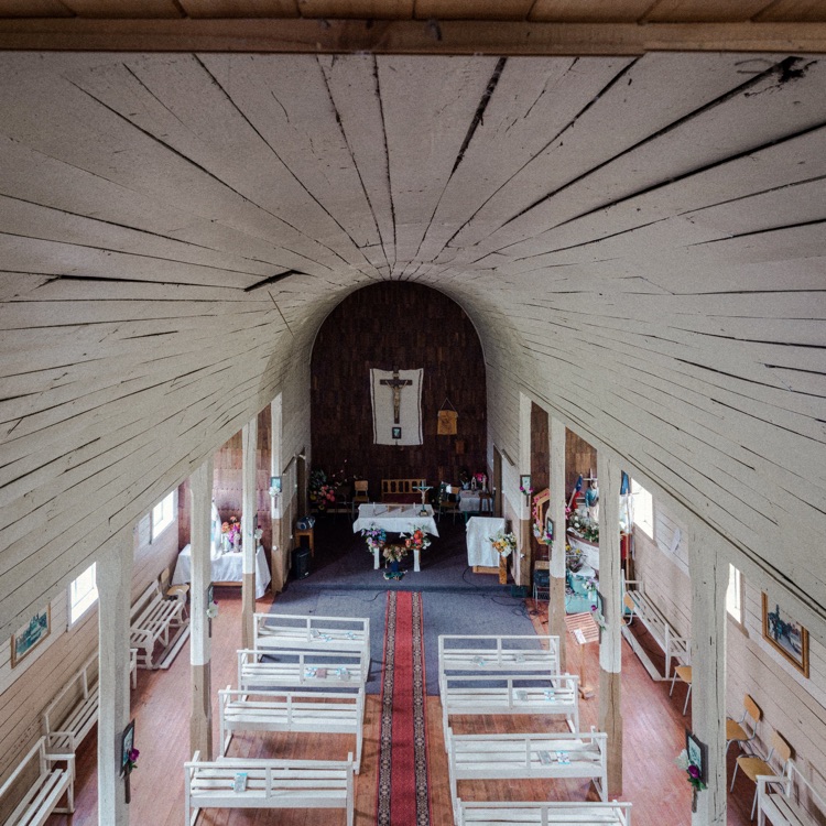 La bóveda interior de la iglesia de Caulín, Chiloé
