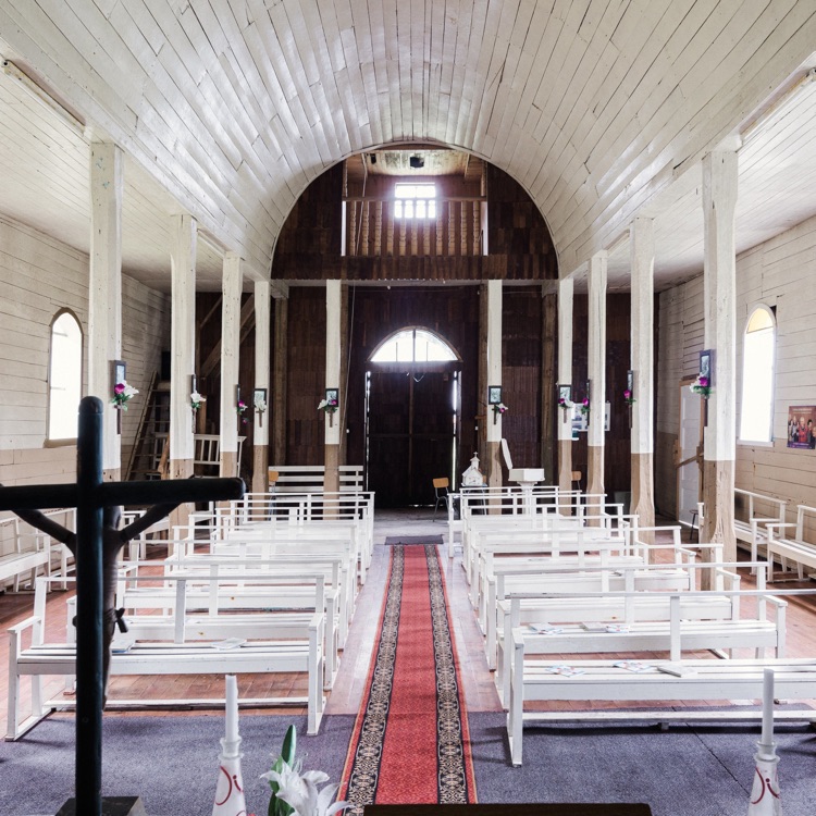 El coro de la iglesia de Caulín, Chiloé