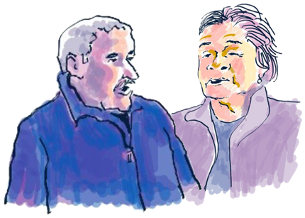 Retrato dibujado de Doña Berta y don Bernardo, de Chullec