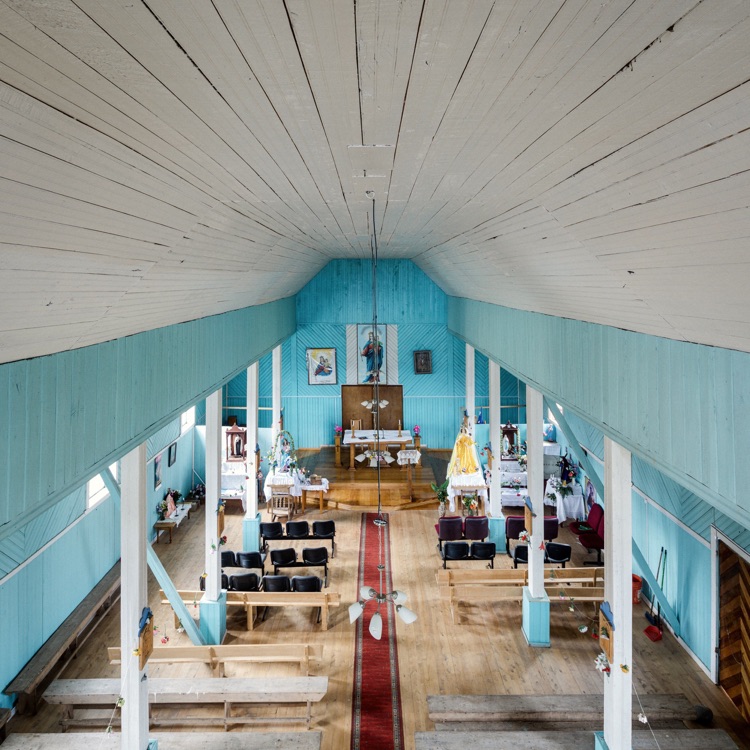 La bóveda interior de la iglesia de Chullec, Chiloé