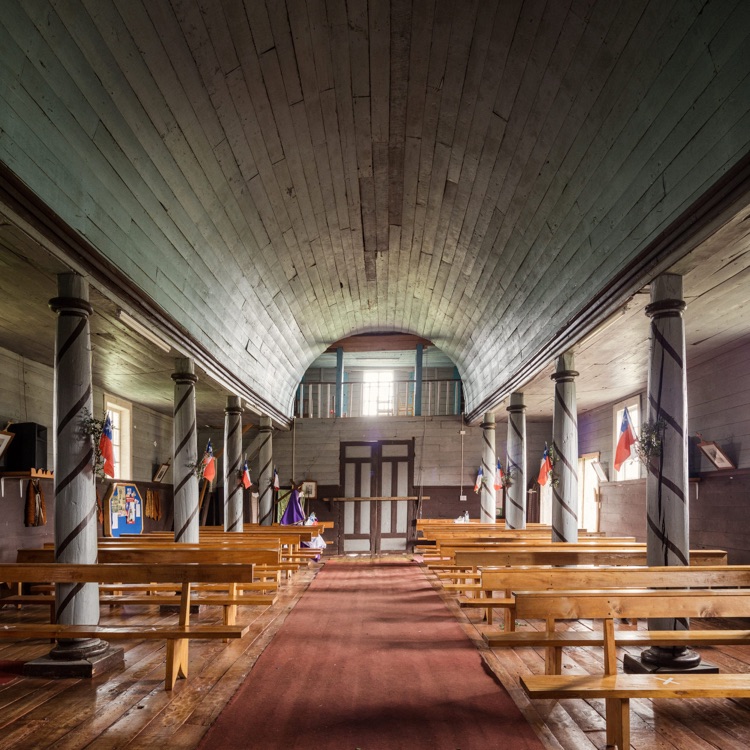 El coro de la iglesia de Compu, Chiloé