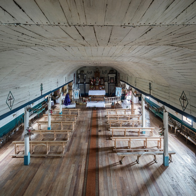 La bóveda interior de la iglesia de Huyar Bajo, Chiloé