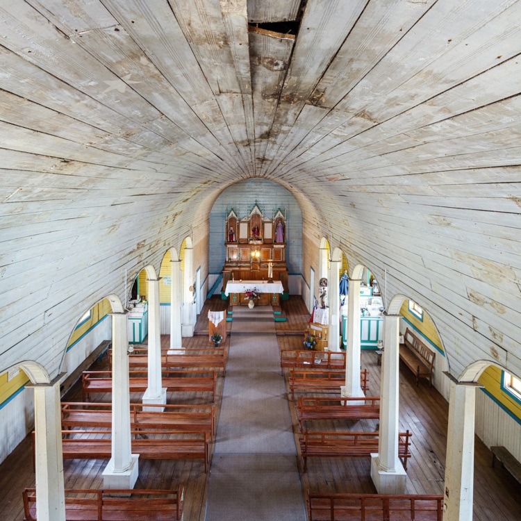La bóveda interior de la iglesia de Lincay, Chiloé