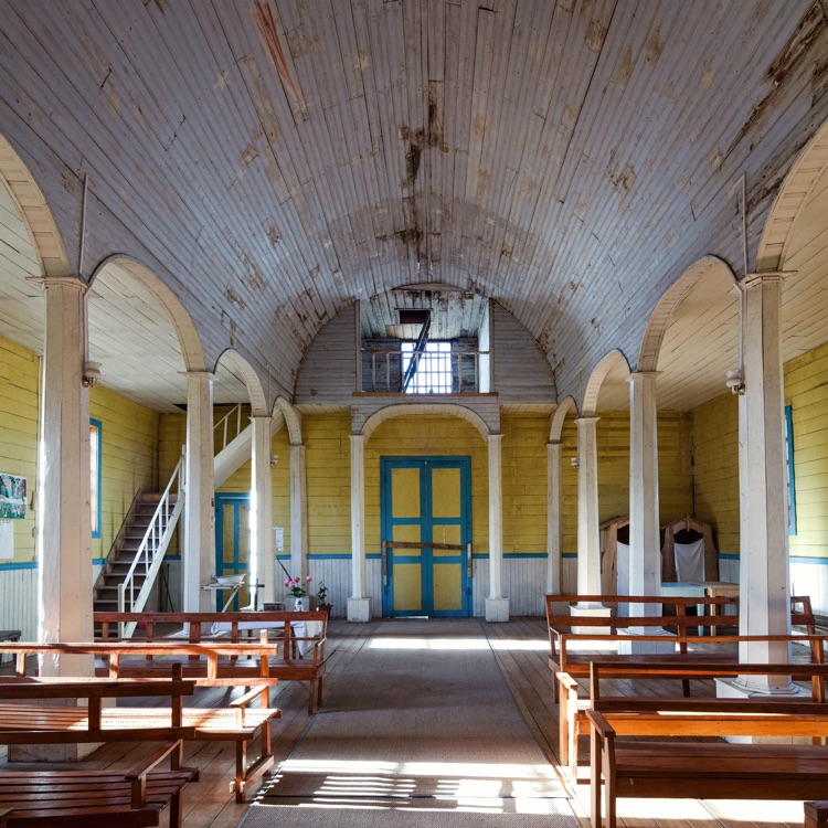 El coro de la iglesia de Lincay, Chiloé