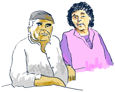 Retrato dibujado de Doña Zaida y don Humberto, de Llingua