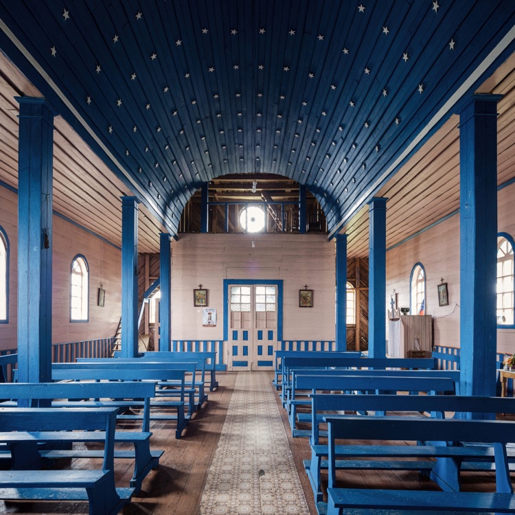 El coro de la iglesia de Llingua, Chiloé