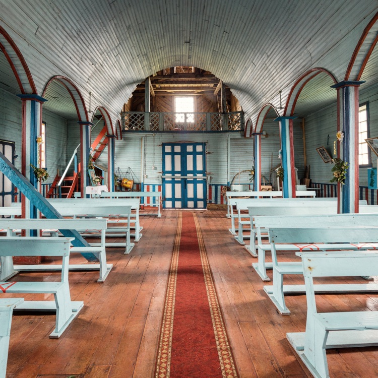 El coro de la iglesia de Matao, Chiloé