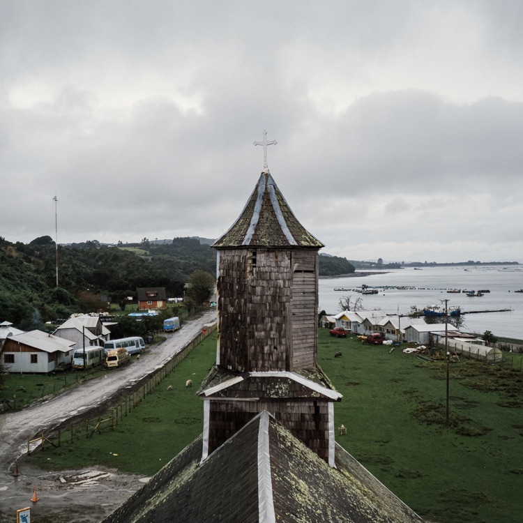La torre de la iglesia de Matao, Chiloé