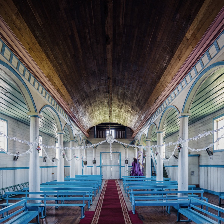 El coro de la iglesia de Quehui, Chiloé