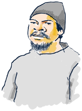 Retrato dibujado de John Llanquin, de Quehui