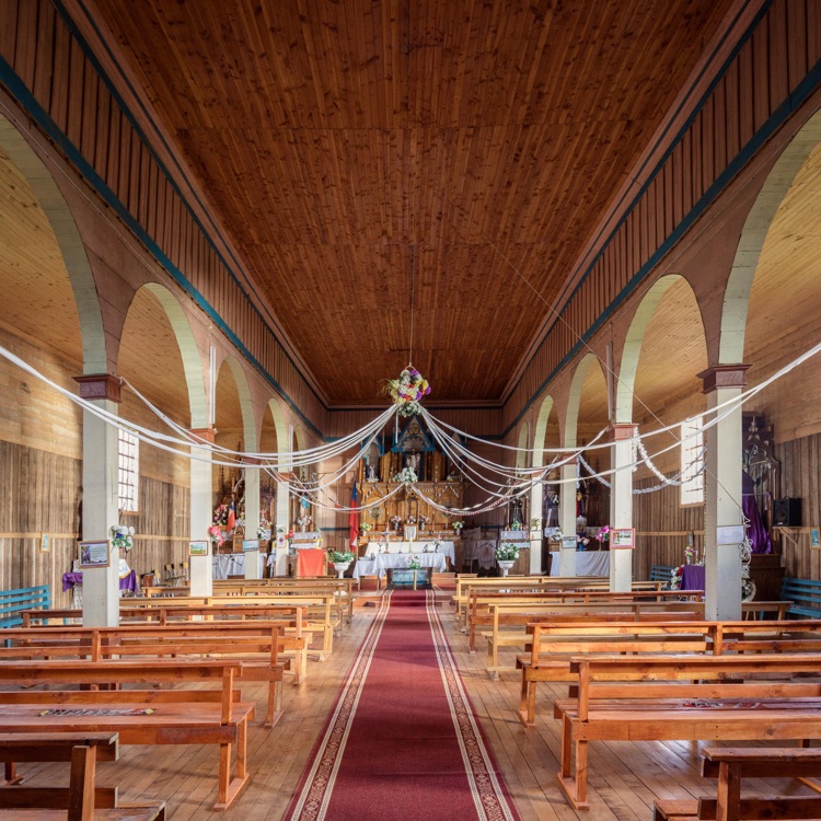 La bóveda interior de la iglesia de San Javier, Chiloé