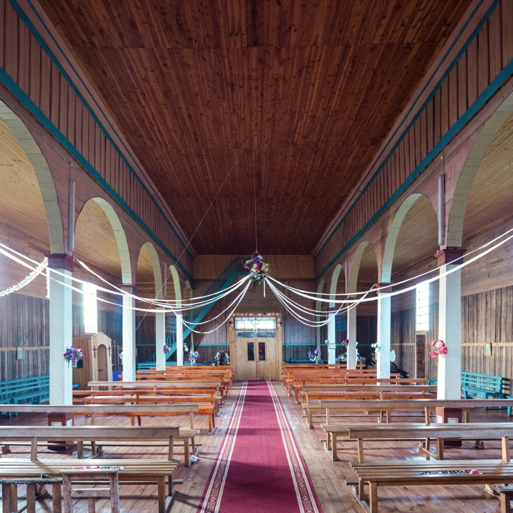 El coro de la iglesia de San Javier, Chiloé