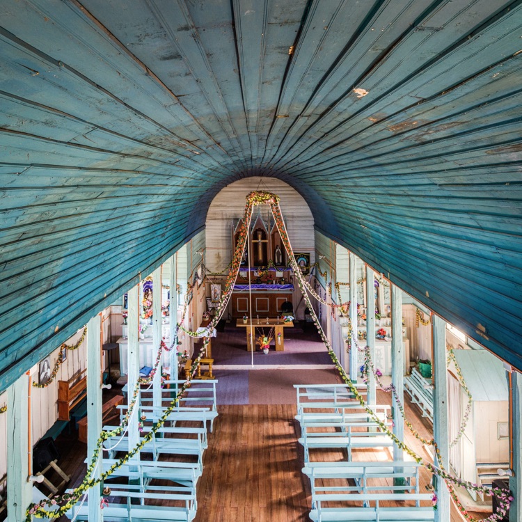 La bóveda interior de la iglesia de Teupa, Chiloé