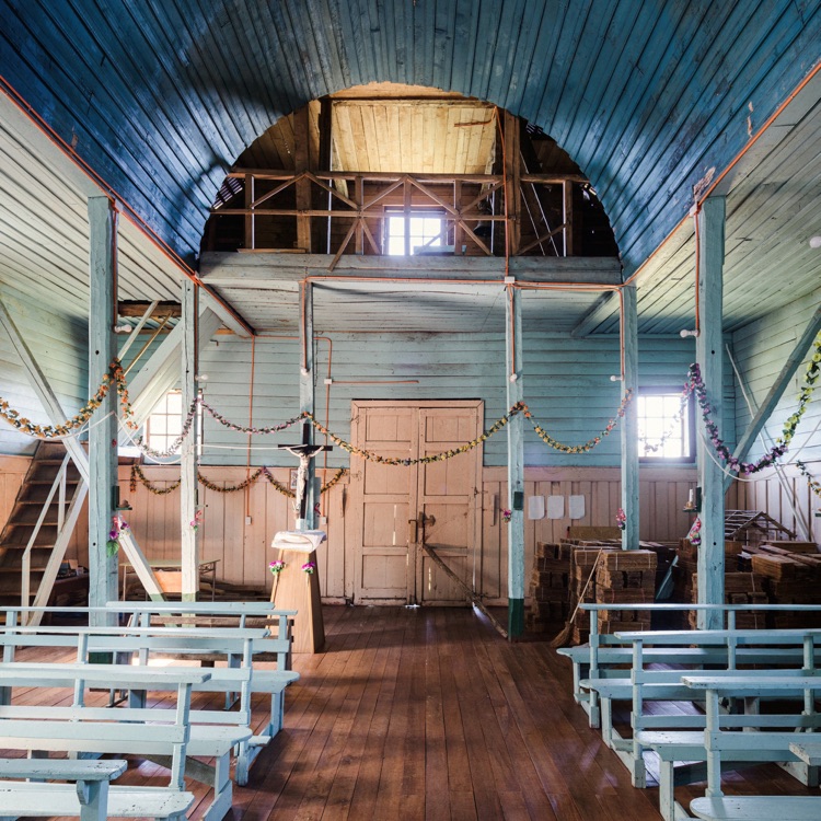 El coro de la iglesia de Teupa, Chiloé